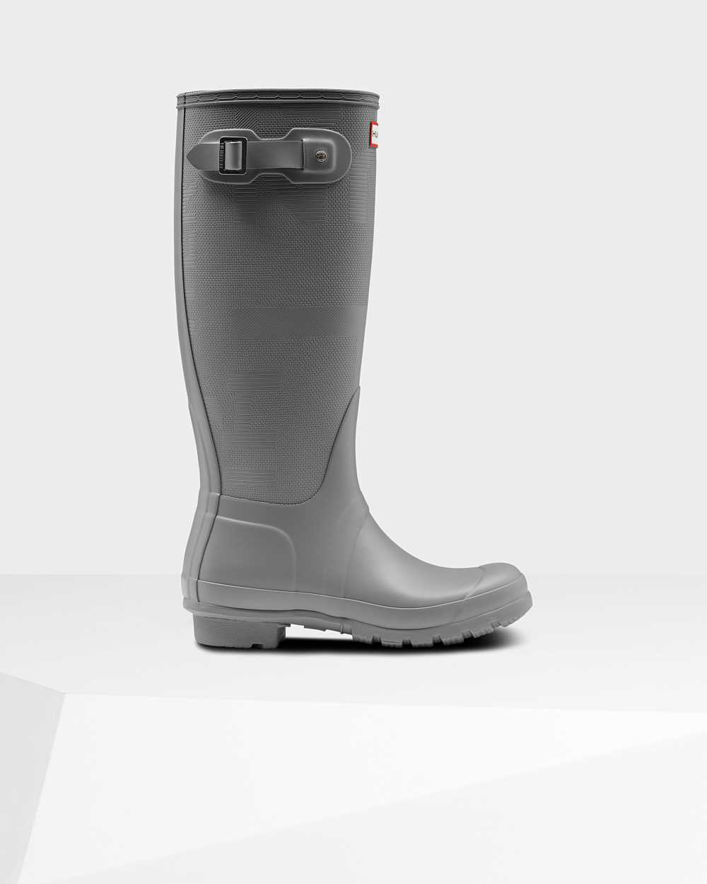 Womens Hunter Original Tall Exploded Logo Texture Rain Boots Grey | PKRGYD-217